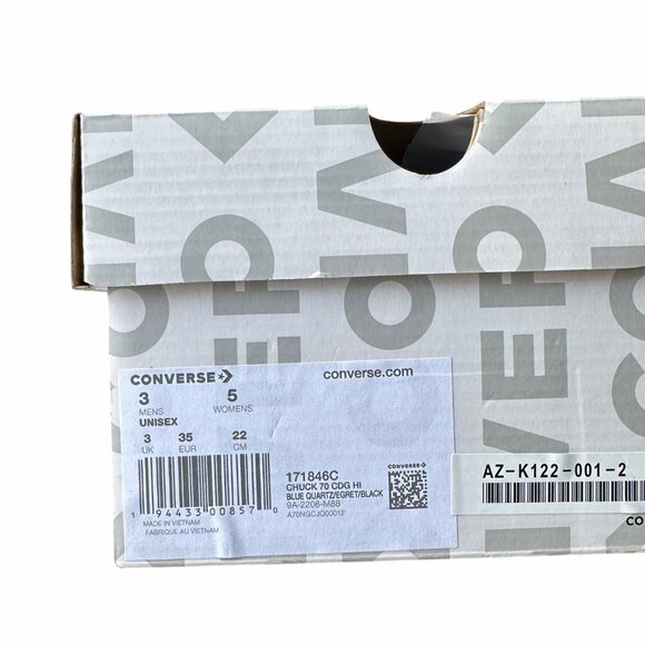🖤🖤Converse Chuck Taylor Hi Mens Shoes Sz 3 Comme des Garcons PLAY Blue 171846C - Picture 7 of 9